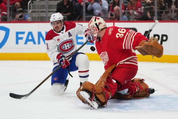 Canadiens score three first-period goals to spoil Red Wings’ season opener, 5