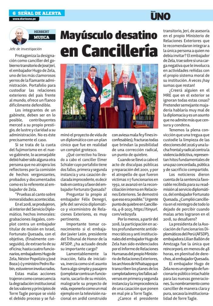 Mayúsculo desatino en Cancillería