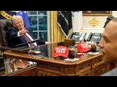 "Trump 2028" hats seen on Oval Office desk during Trump meeting with lawmakers