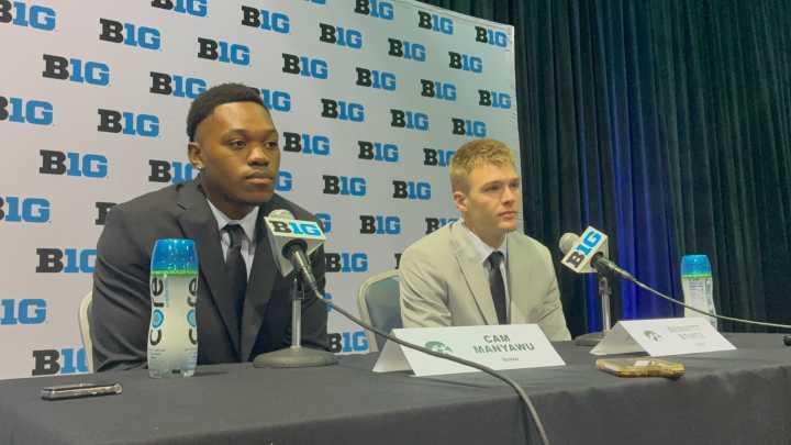 Watch Bennett Stirtz, Cam Manyawu talk Iowa basketball at Big Ten Media Days