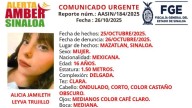Alicia Jamileth, de 16 años, desaparece en Mazatlán