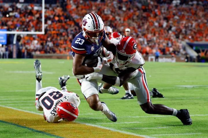 No. 10 Georgia forces a goal-line fumble to seize momentum and beat Auburn 20