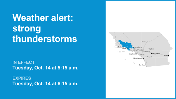 Update: Look for strong thunderstorms in Santa Susana/San Gabriel Mountains Tuesday morning