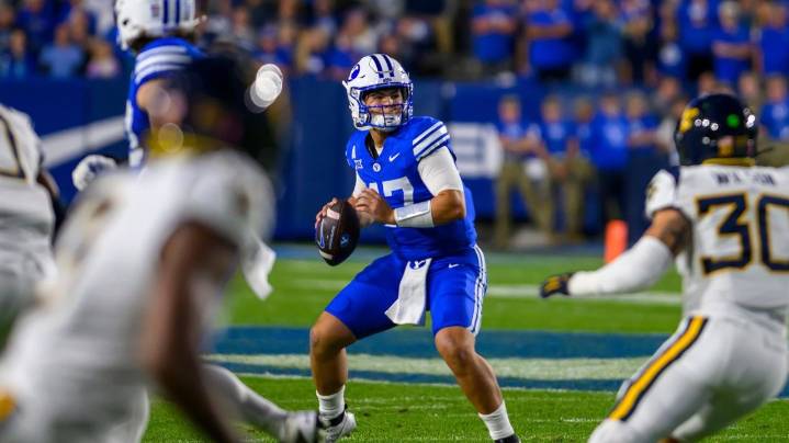 Bear Bachmeier throws for career-high 351 yards to lead No. 23 BYU past West Virginia, 38