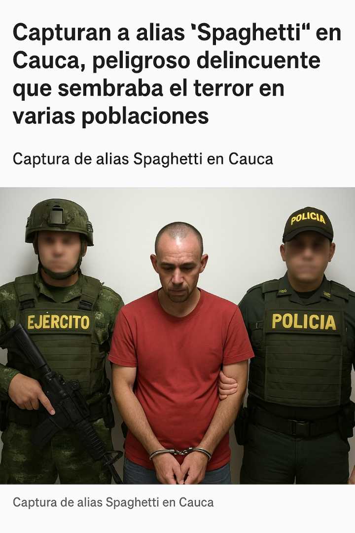 Capturan a alias “Spaghetti” en Cauca, peligroso delincuente que sembraba el terror en varias poblaciones