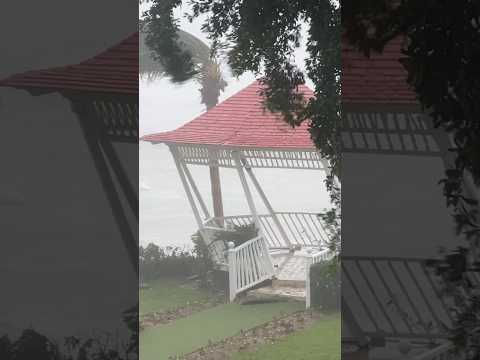 Gazebo no match for Hurricane Melissa's high winds in Montego Bay, Jamaica