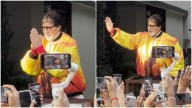 Amitabh Bachchan greets fans outside Jalsa on his 83rd birthday