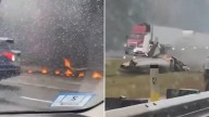 Two people killed after plane smashes into motorway and bursts into flames