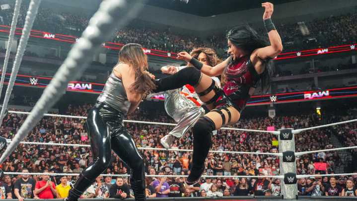 Nikki Bella Teaming With Stephanie Vaquer After Clean Pin By Roxanne Perez On WWE Raw