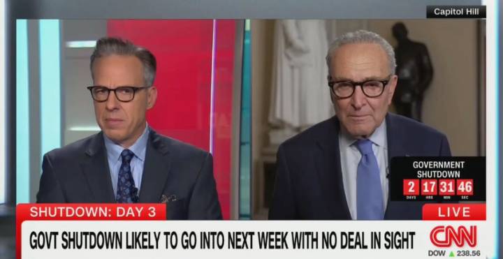 Jake Tapper Confronts Chuck Schumer Over About-Face on Government Shutdowns