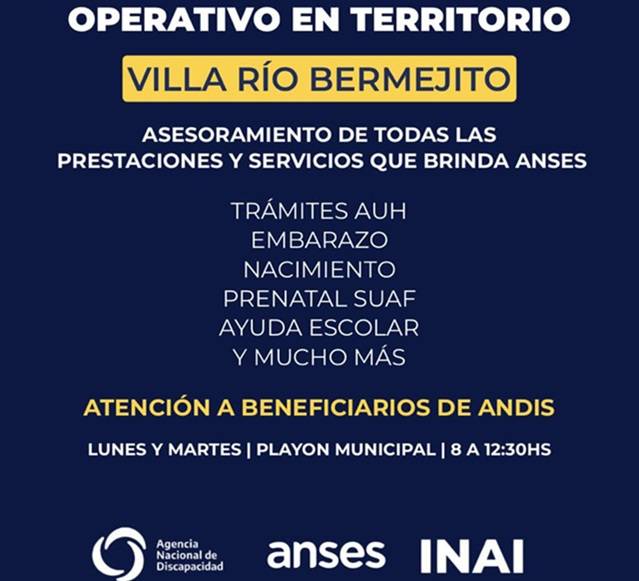 CHACO: Este Lunes Y Martes: Operativo En Territorio, En Villa Río Bermejito