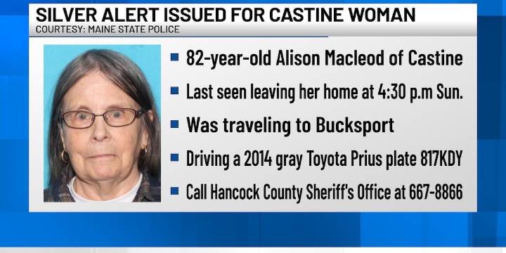 Silver Alert issued for 82-year-old Castine woman