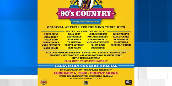 Von Braun Center to host concert honoring 1990’s country music