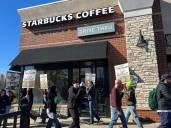 Starbucks baristas rally outside Aurora store over contract