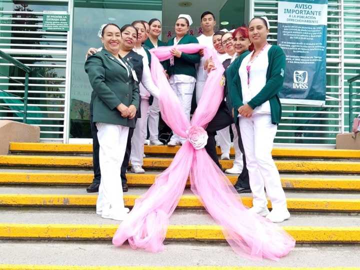 Participa IMSS Hidalgo en Moño Rosa para visibilizar lucha contra el cáncer de mama