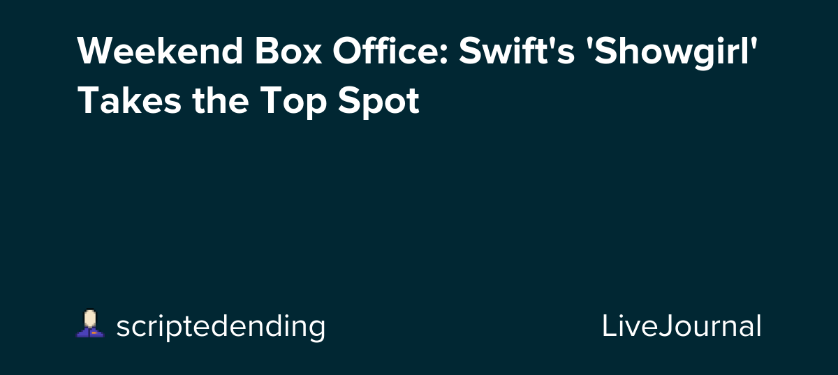Weekend Box Office: Swift's 'Showgirl' Takes the Top Spot: ohnotheydidnt