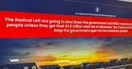 Government website blames shutdown on "radical left." Ethics group calls it a "blatant violation."