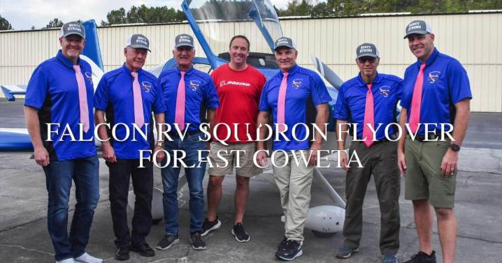 Falcon RV Squadron honors Breast Cancer Awareness with flyover at East Coweta