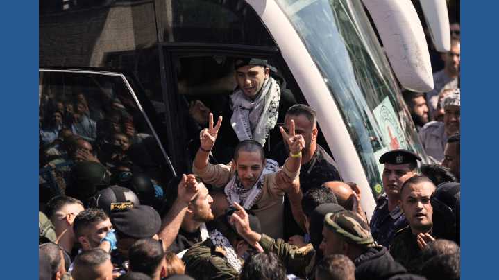 Palestinians celebrate as prisoners are released by Israel under Gaza ceasefire deal