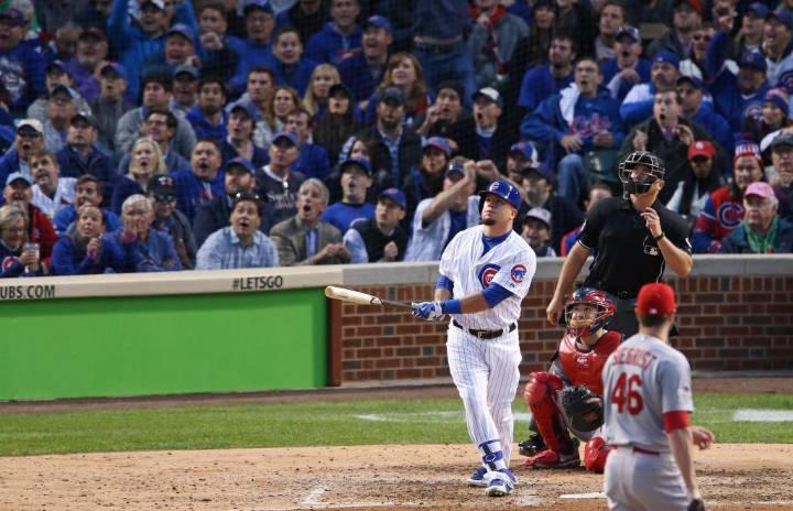 Today in Chicago History: Kyle Schwarber hits home-run ball that lands atop Wrigley Field's right