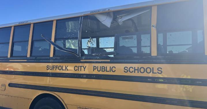 Four kids hurt after cement truck crashes into King's Fork Middle School bus in Suffolk