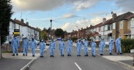 First photos of Uxbridge triple stabbing show forensics combing scene