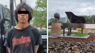 Detienen a hondureño que intentó robar placa de estatua de Agustín Lara en Monterrey