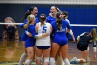 360Preps Photos: La Center volleyball tops King’s Way Christian on Dig Pink night
