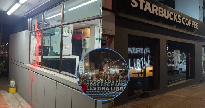 Un local y un CAI, vandalizados tras la protesta por Palestina cerca de la ANDI en Bogotá