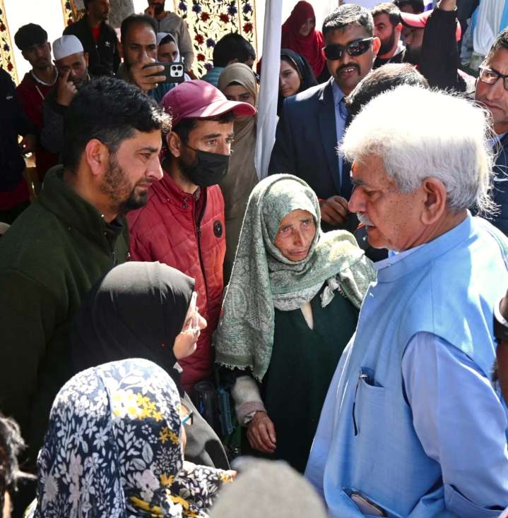 LG meets terror victim families at Dardpora, Kupwara; addresses NoKs of terror victims at Government Degree College, Kupwara