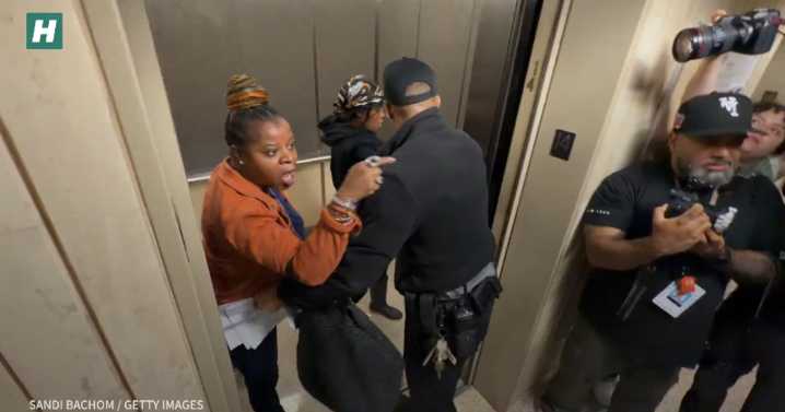 WATCH: Woman Confronts Masked ICE Agents