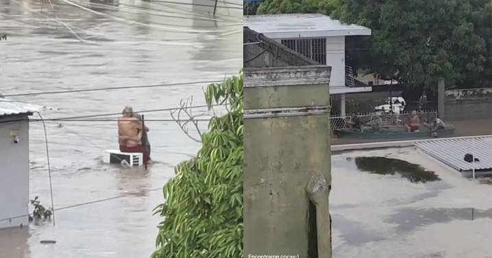 VIDEO: Abuelitos son rescatados tras permanecer abrazados sobre el techo de su casa inundada en Veracruz
