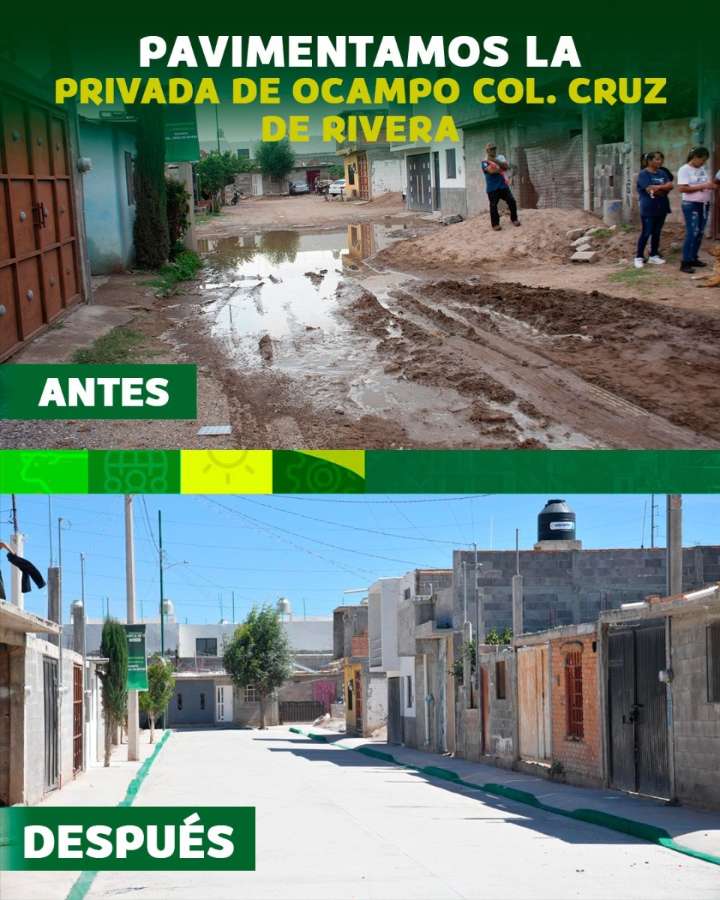 ¡Familias de la colonia Cruz de Rivera estrenan calle con concreto hidráulico! 🚧🎊