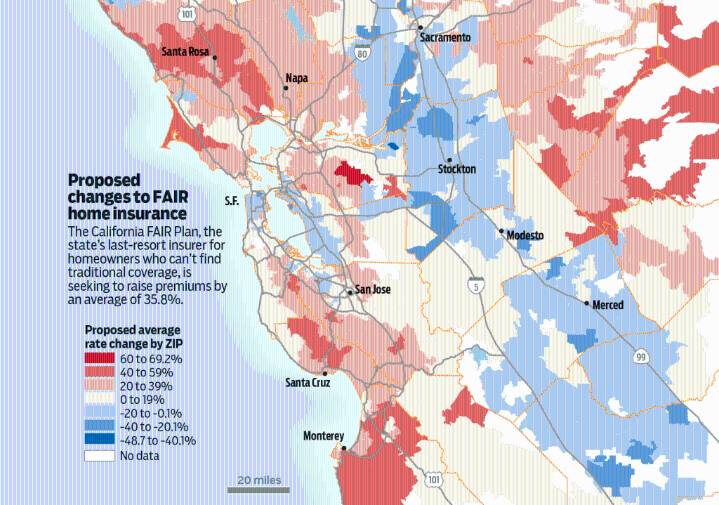 Map: See where California FAIR Plan seeks home insurance rate hikes