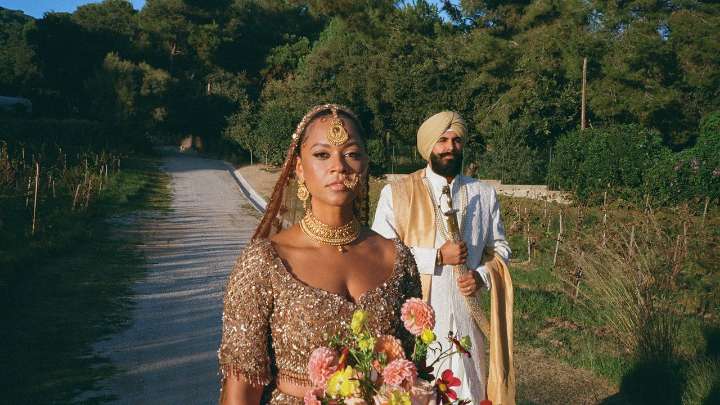 This Bride Wore A Golden Lehenga For Her Wedding At A Sprawling Spanish Estate