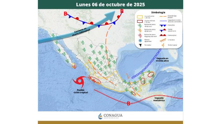 Monitorean sistemas en el Pacífico que podrían dejar lluvias en Sinaloa, señala Protección Civil