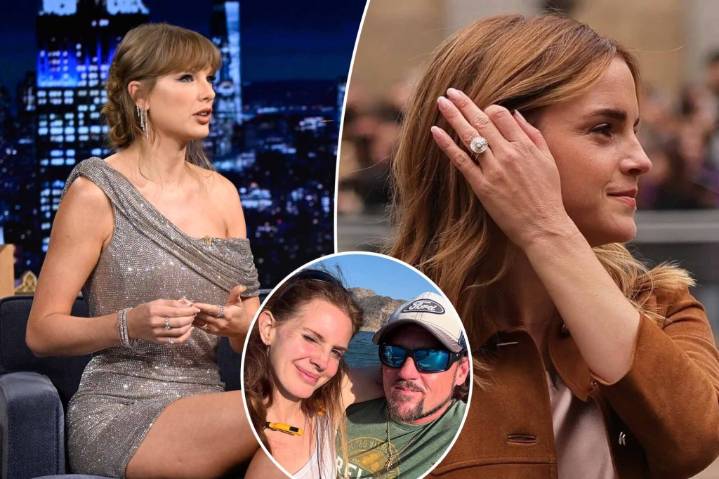 Taylor Swift, Emma Watson flash their huge diamond rings
