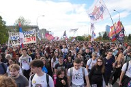 Serbia youth lead thousands on march for weekend rally marking deadly canopy collapse last year