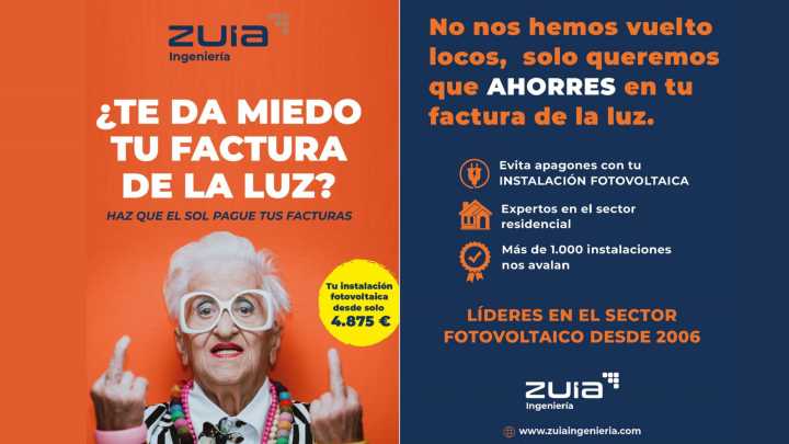¿Te da miedo tu factura de la luz? Haz que el sol la pague por ti: Zuia Ingeniería diseña soluciones a tu medida