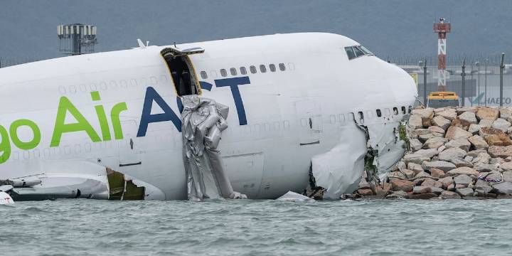 Two killed after cargo jet skids off Hong Kong runway, crashing into the sea