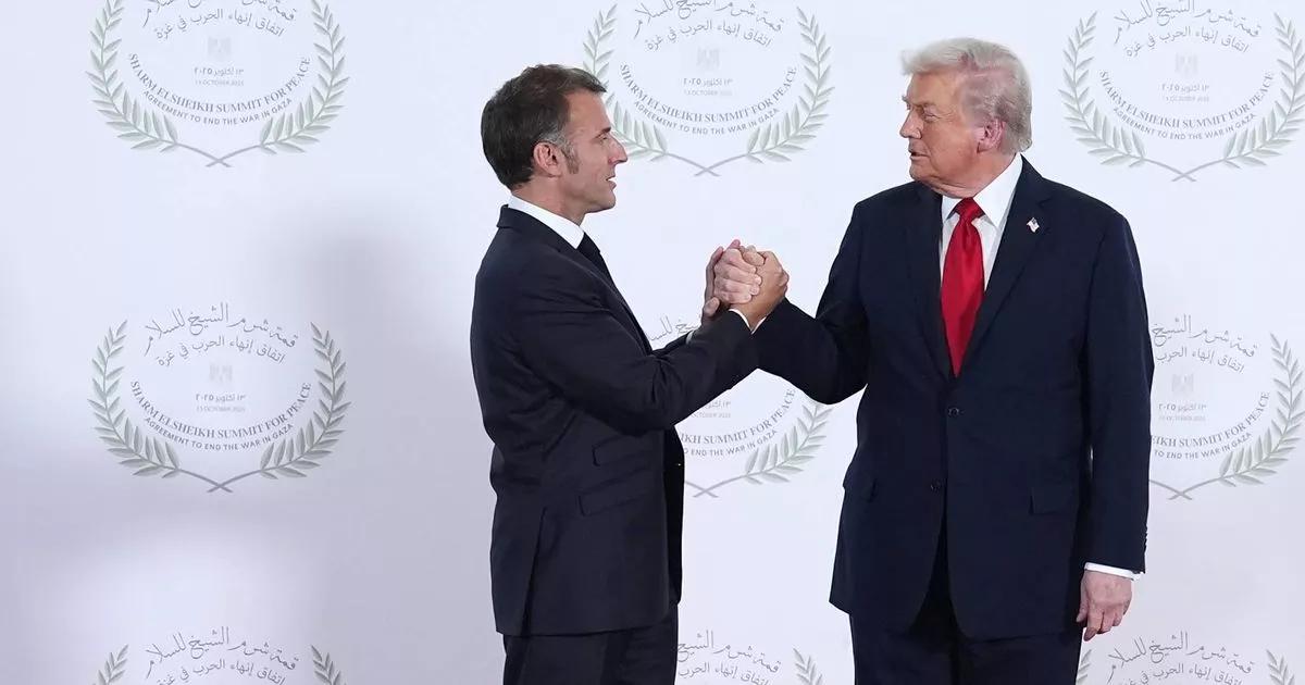 Donald Trump's 5-word threat to Emmanuel Macron during tense handshake