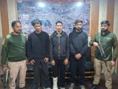 Two Held with TRF Posters During Naka Checking in Magam