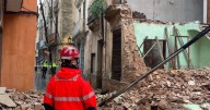 Colapsa una vivienda antigua en el centro de Burriana durante el paso de la dana Alice