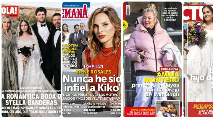 Stella Banderas, Irene Rosales, Amaia Montero y la boda del hijo de Mariló y Herrera protagonizan las portadas