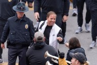 Missouri's Eli Drinkwitz asks Alabama football's Kalen DeBoer about black hoodie