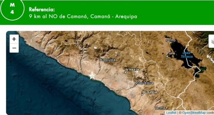 Temblor de magnitud 4 sacude a Arequipa