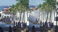 Fuertes olas del huracán Priscilla irrumpen el malecón de Puerto Vallarta