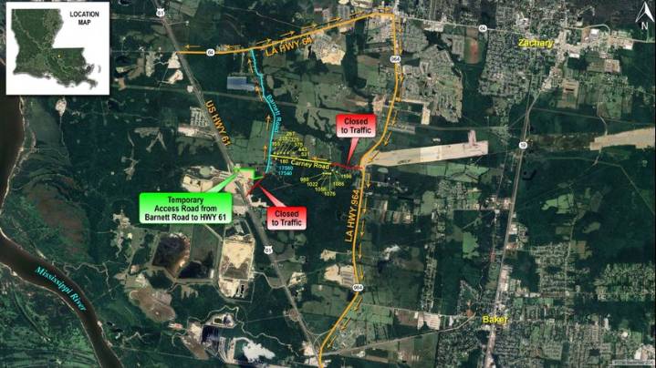 Part of Carney Road at LA Highway 964 to close on Nov. 7 due to construction for Comite River Diversion Channel