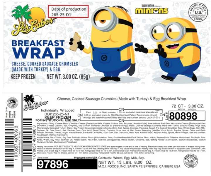 Burritos, wraps that may have been sold to schools recalled, feds issue highest risk level alert