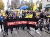 Striking BCGEU members march, rally in downtown Vancouver
